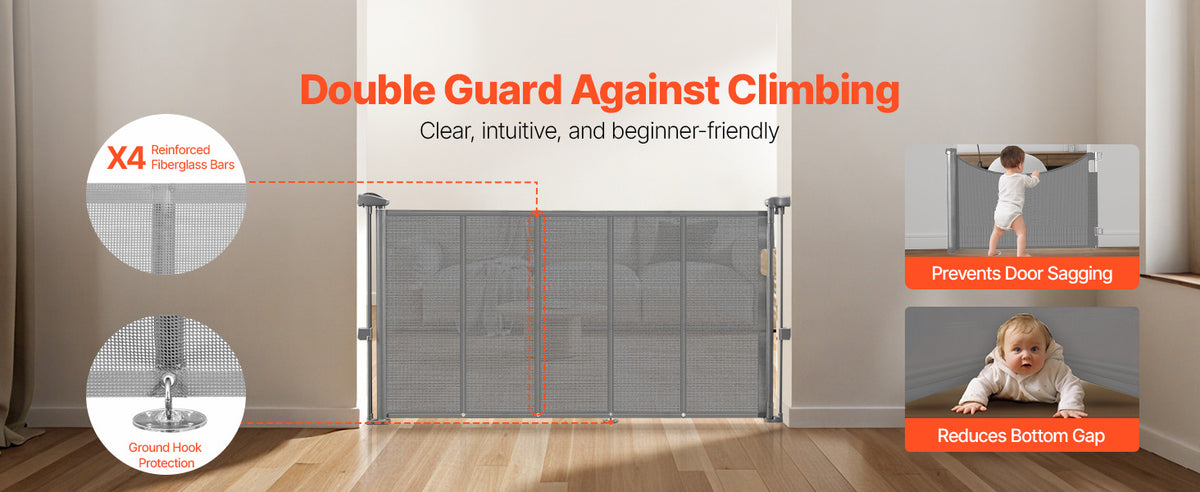 SucceBuy Retractable Baby Gate for Kids and Pets Easy Installation