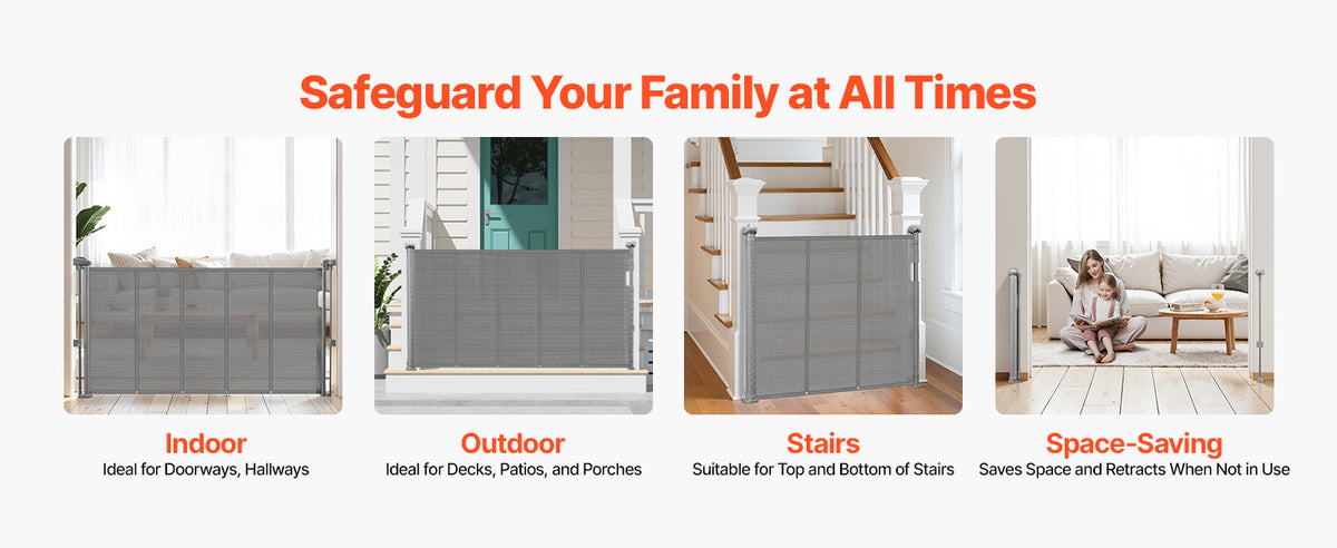 SucceBuy Retractable Baby Gate for Kids and Pets Easy Installation