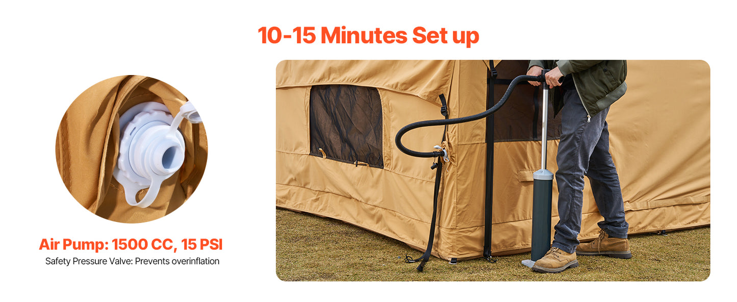 Vevor Inflatable Glamping Tent With Pump And Stove Jack
