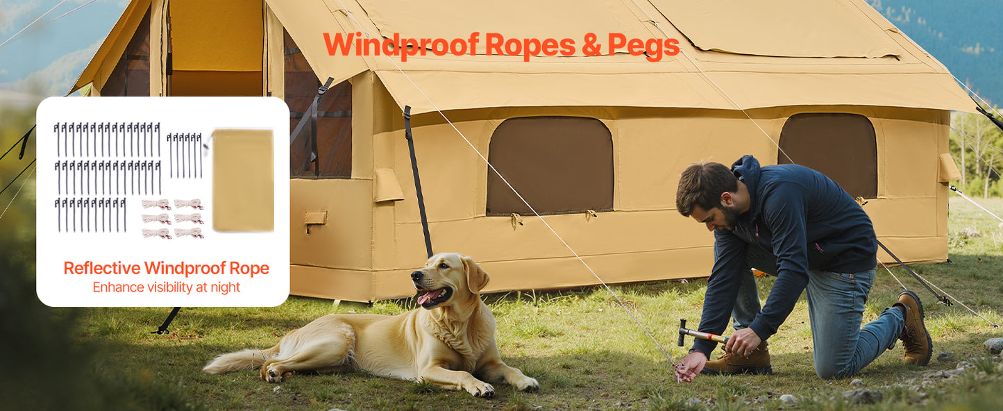 Vevor Inflatable Glamping Tent With Pump And Stove Jack