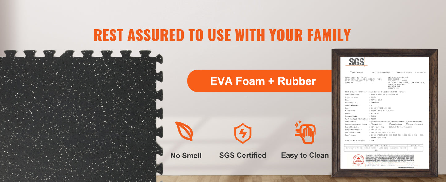 SucceBuy Interlocking EVA Foam Gym Floor Mats Waterproof Exercise Mats