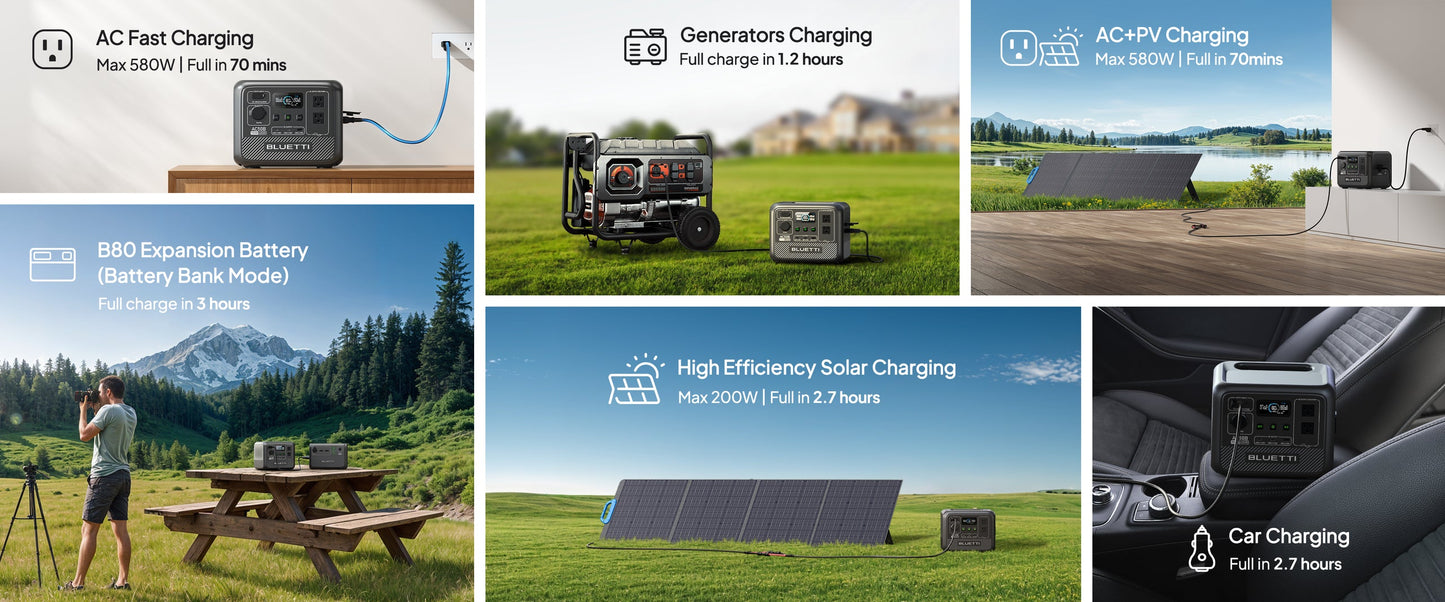 BLUETTI AC50B Portable Power Station 700W 448Wh Solar Generator